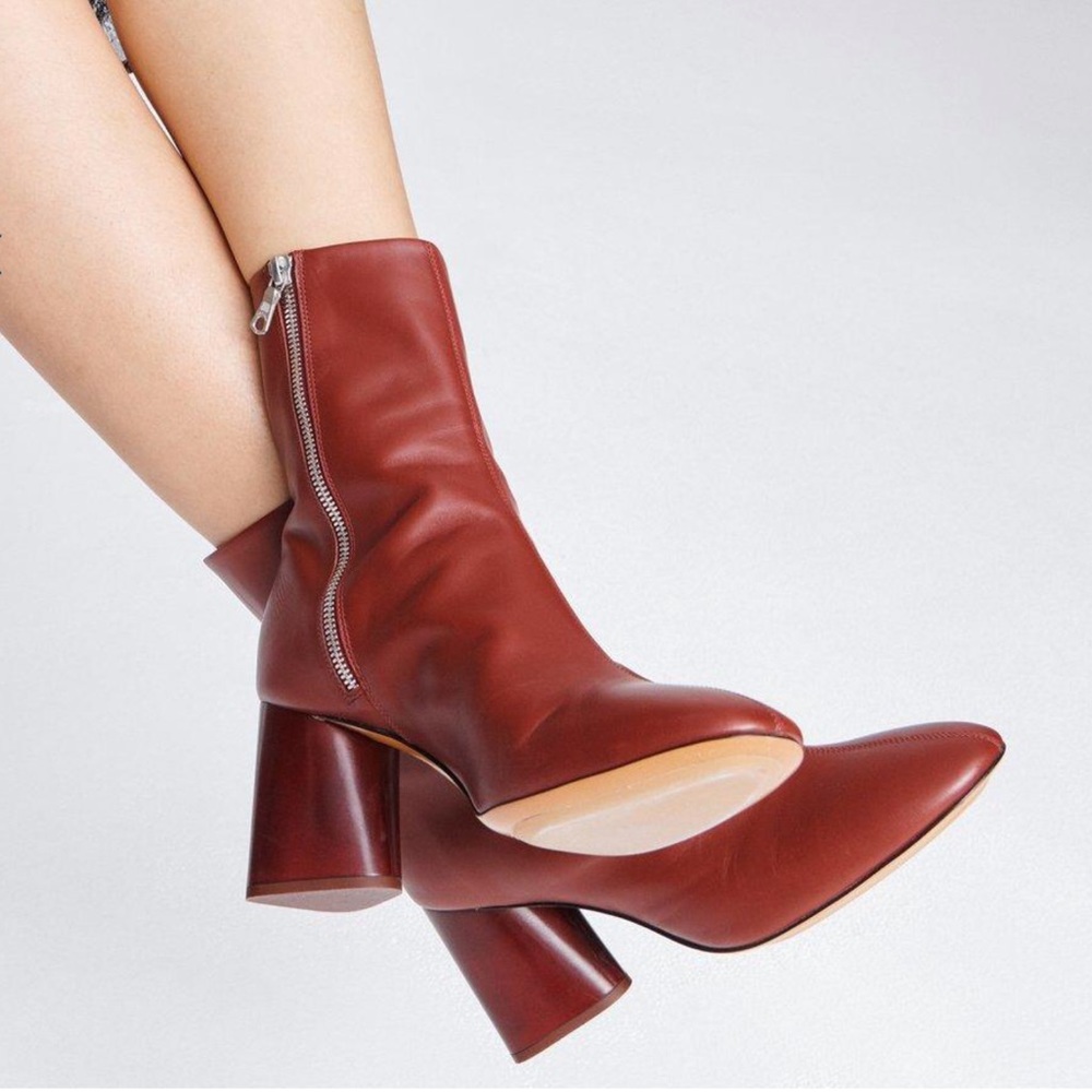 rag & bone Brown Leather Block Heel Ankle Boots